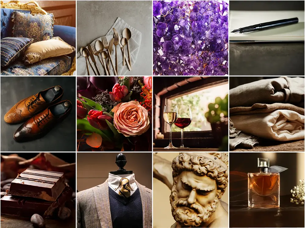 A collage of bespoke items.