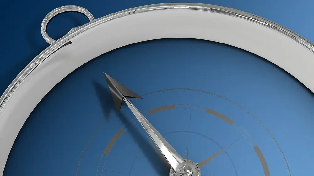 A compass pointing north