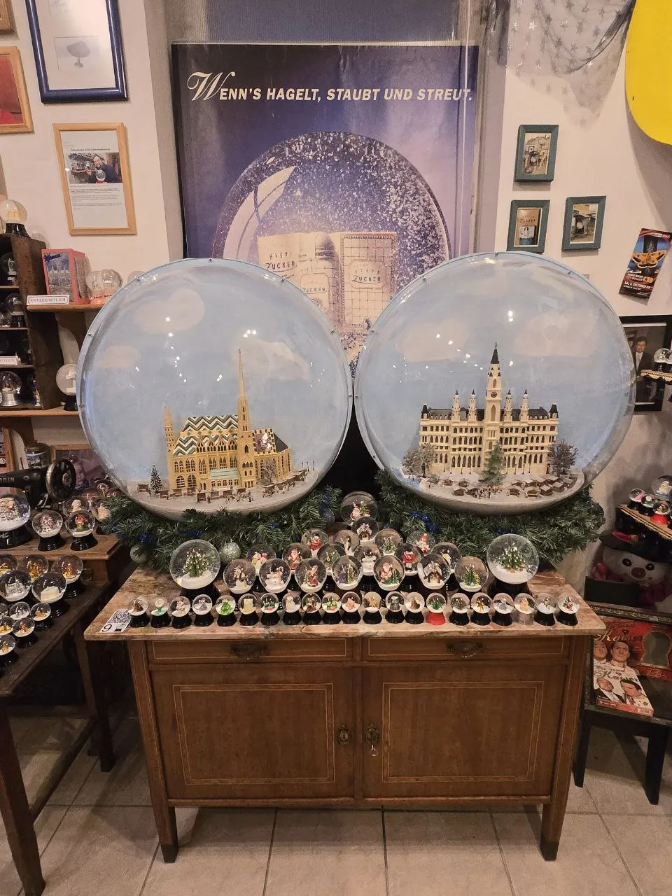A Display of Snowglobes of Various Sizes