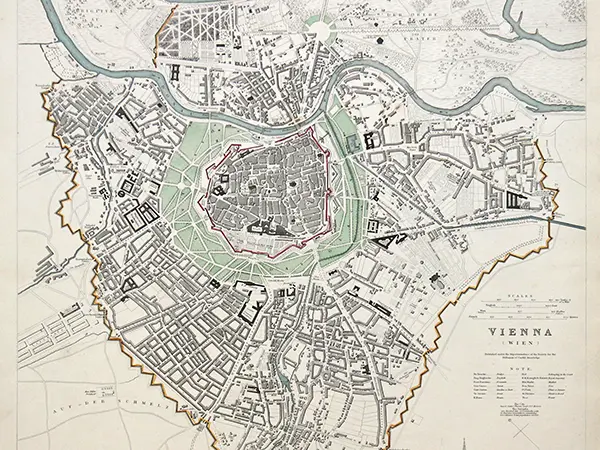 An old map of central Vienna.
