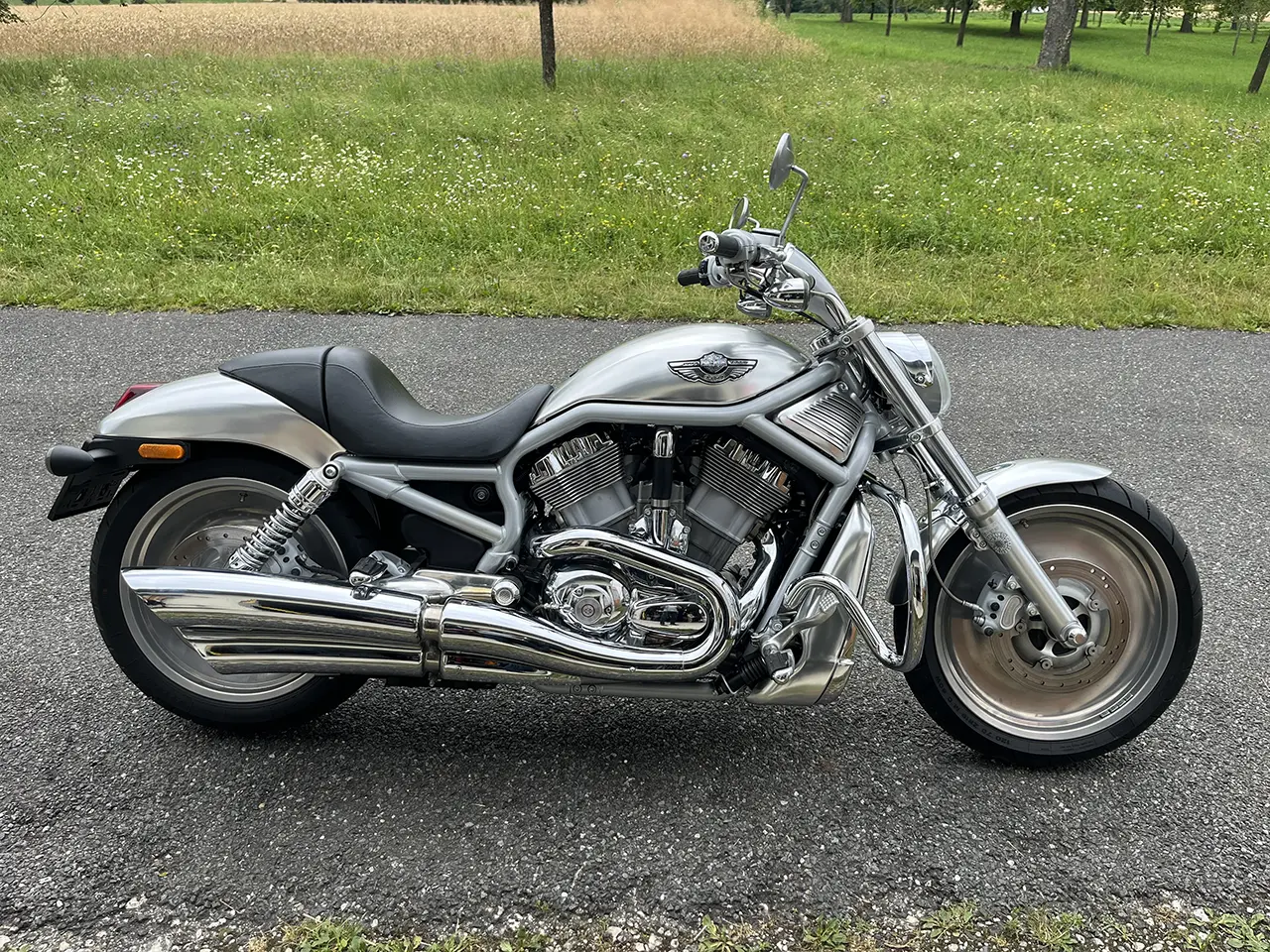 A Harley Davidson V-Rod motorcycle.